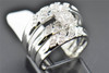 Diamond Trio Set Round Engagement Ring Wedding Band .925 Sterling Silver 0.25 Ct