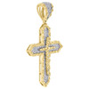 Men's 10k Yellow Gold Genuine Diamond 3D Nugget Cross Pendant 2.10" Charm 1/2 CT