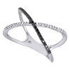 10K White Gold Black Diamond Ladies Criss Cross Fashion Right Hand Ring 0.16 Ct