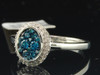 Blue Diamond Oval Fashion Ring 10K White Gold Flower Cocktail Band 0.40 Ct.