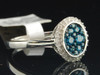 Blue Diamond Oval Fashion Ring 10K White Gold Flower Cocktail Band 0.40 Ct.
