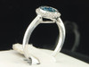 Blue Diamond Oval Fashion Ring 10K White Gold Flower Cocktail Band 0.40 Ct.