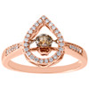 10K Rose Gold Dancing Diamond Teardrop Ring Cocktail Statement Band 0.38 CT.