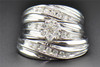 Diamond Trio Set Matching Engagement Ring Wedding Band 14K White Gold 0.71 Ct