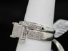 Diamond Wedding Trio Set 10K White Gold Round Pave His & Her Rings 0.63 Tcw.