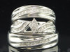 Men's Ladies .925 Sterling Silver Diamond Engagement Ring Wedding Band Trio Set
