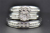 Diamond Trio Set 10K White Gold Round Engagement Ring Wedding Band 0.25 Ct