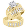 Ladies 14K Yellow Gold Diamond Engagement Ring Trio Set Mens Wedding Band .80 Ct