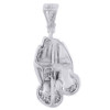 Mens Diamond Praying Hands Pendant .925 Sterling Silver Mini Charm 0.15 Ct.