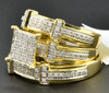 Diamond Trio Set Matching Engagement Ring 10K Yellow Gold Wedding Band 0.39 Ct.