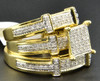 Diamond Trio Set Matching Engagement Ring 10K Yellow Gold Wedding Band 0.39 Ct.