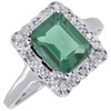 Diamond Green Emerald 10K White Gold Created Gemstone Cocktail Ring 1.81 tcw.