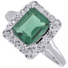 Diamond Green Emerald 10K White Gold Created Gemstone Cocktail Ring 1.81 tcw.