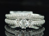 3 Stone Round Solitaire Diamond Engagement Wedding Band White Gold Bridal Set