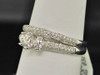 3 Stone Round Solitaire Diamond Engagement Wedding Band White Gold Bridal Set