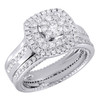 Diamond Engagement Wedding Ring 14K White Gold Round Halo Bridal Set 0.90 Tcw.