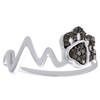 .925 Sterling Silver Black Diamond Heartbeat Ring Ladies Flower Band 0.17 CT.