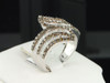 Brown Diamond Leaf Cocktail Ring .925 Sterling Silver Fashion Right Hand Band