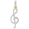 10K Yellow Gold Mini Diamond Musical Note Pendant Treble Charm 1.20" (0.50 Ct.)