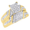 Diamond Trio Set 10K Yellow Gold Ladies Engagement Ring Mens Wedding Band .80 Ct