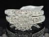 Ladies 14K White Gold Diamond Engagement Ring Halo Set Wedding Band Bridal Set