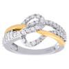 10K Yellow & White Gold Real Diamond Crossover Loop Cocktail Ring Band 5/8 CT.