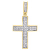 10K Yellow Gold Genuine Diamond Dome Cross Mini Pendant 1.20" Pave Charm 1/4 CT.