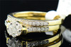 Ladies 10K Yellow Gold Round Diamond Engagement Ring Flower Bridal Set 0.54 ct.