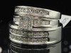 Diamond Trio Set 14K White Gold Round Princess Cut Engagement Wedding Ring 1 Tcw