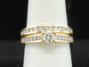 Ladies 14K Yellow Gold Solitaire Round 1 ct. Diamond Engagement Ring Bridal Set