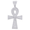 Diamond Ankh Pendant Mens 10K White Gold Round Cut Egyptian Cross Charm 2.14 CT.