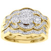 Diamond Wedding 3 Piece Bridal Set 14K Yellow Gold Round Engagement Ring 1/2 Ct.