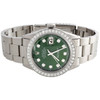 Mens Rolex 36mm DateJust Diamond Watch Oyster Steel Band Custom Green Dial 2 CT