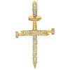 10K Yellow Gold Genuine Round Diamond Nail Cross Pendant Mens 2.25" Charm 1 Ct.