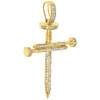 10K Yellow Gold Genuine Round Diamond Nail Cross Pendant Mens 2.25" Charm 1 Ct.