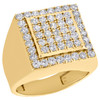 Ægte 10 karat gult guld & cubic zirconia tier firkantet top pinky ring herrebånd 18mm