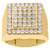 Bague pour homme en or jaune véritable 10 carats et zircone cubique avec dessus carré et petit doigt 18 mm