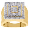 Real 10K Yellow Gold & Cubic Zirconia Tiered Wide Top Pinky Ring Mens Band 17mm