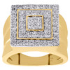 Anillo de meñique superior ancho escalonado con circonita cúbica y oro amarillo real de 10 quilates, banda para hombre de 17 mm