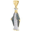 White & Blue Diamond Mother Mary Pendant 10K Yellow Gold Round Charm 0.95 Tcw.