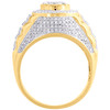 10K Yellow Gold Diamond Step Shank Tier 16mm Round Frame Pave Pinky Ring 1 CT.