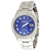 Mens Rolex 36mm DateJust Diamond Watch Oyster Band Blue Custom Roman Dial 1.9 CT