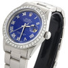 Mens Rolex 36mm DateJust Diamond Watch Oyster Band Blue Custom Roman Dial 1.9 CT