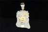 Diamond Jesus Face Piece Pendant Sterling Silver Yellow Finish Charm 0.76 Ctw.