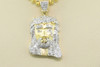 Diamond Jesus Face Piece Pendant Sterling Silver Yellow Finish Charm 0.76 Ctw.