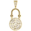 10K Yellow Gold Real Diamond Pad Lock Diamond Pendant 2" Men's Charm 0.92 CT.