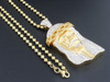 Diamond Jesus Piece Face Pendant 10k Yellow Gold Charm 3.85 Ct. Satin Finished