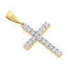 10K Yellow Gold Genuine Miracle Set Diamond Cross Pendant 1.70" Charm 0.33 CT.