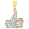 10K Yellow Gold Real Diamond Thumbs Up Pendant 1.15" Mini Mens Pave Charm 1/2 CT