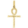 10K Yellow Gold Real Round Cut Diamond Ankh Cross Prong Set Pendant Charm 2 CT.